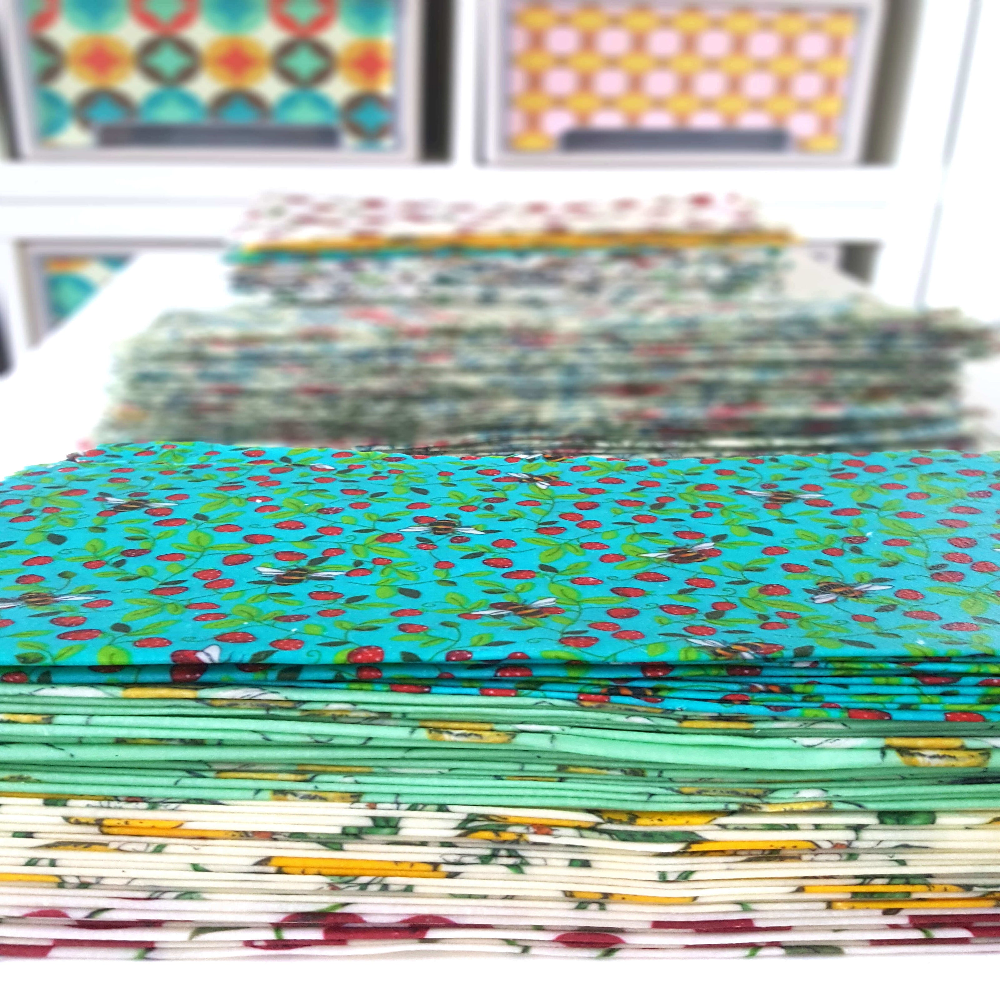 Award-winning Small Family Business. 3,600 5* Reviews. WHOLESALE, too. Reusable beeswax wraps are reusable biodegradable and last a year+